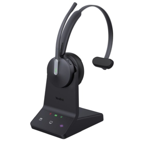 Yealink WH64 Hybrid Mono with Charging Stand, enhanced noise‑cancelling microphone technology, dual connectivity, UC platforms, VoIP desk phones, and WH64-M-H-CS
