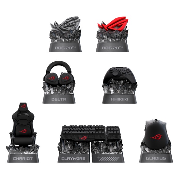 ASUS Commercial display ROG Keycap Mystery Box Edition 20, Collectible Mechanical Keycap, Cross-Switch Compatible, Random ROG Design, Obsidian Finish, Display-Ready