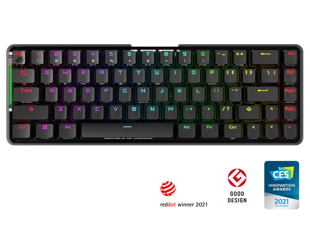 ASUS M601 ROG FALCHION NX Red Switch Compact 65% Wireless Mechanical Gaming Keyboard, 68 Keys, Interactive Touch panel, 450 Hours, ROG NX Switches, RG