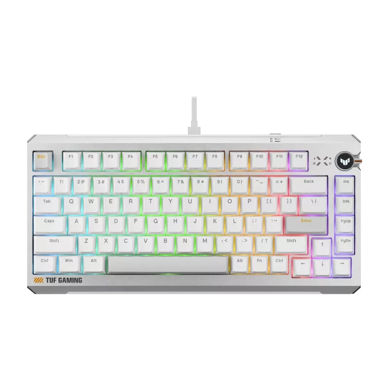 ASUS TUF Gaming K4 Magnetic WHT Network hardware TUF Gaming K4 Magnetic - White, magnetic switches, 8000Hz polling, 0.1–3.3mm actuation, RGB, hot-swappable, PBT keycaps, USB-C