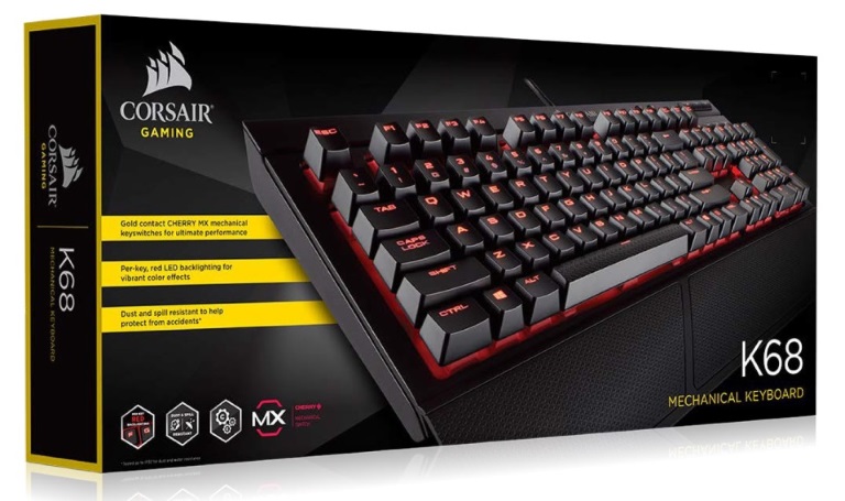 Corsair Gaming™ K68 - IP32 Spill Resistant, Compact Mechanical Keyboard, Cherry MX Red, Backlit Red LED
