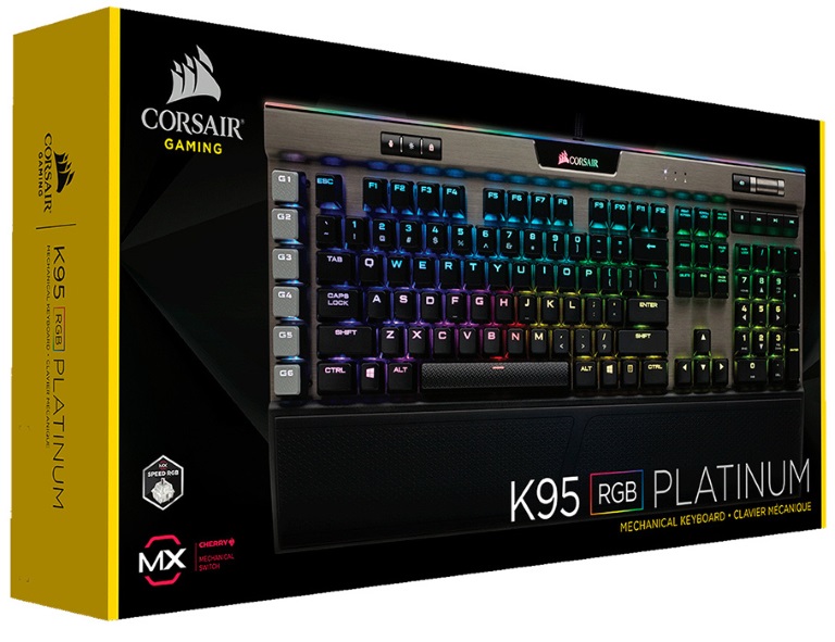 Corsair K95 RGB PLATINUM Cherry MX SPEED, Gunmetal Silver Trim, 18 G keys and RGB color, Mechanical Gaming Keyboard (LS)