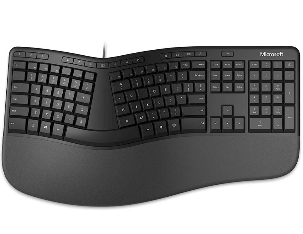 Microsoft Wired Ergonomic Keyboard with emojis, Retail Pack, Black