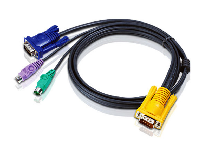 Aten 1.8m 3in1 VGA, PS/2 Console KVM Split Cable HDB-15M to SPHD-15M