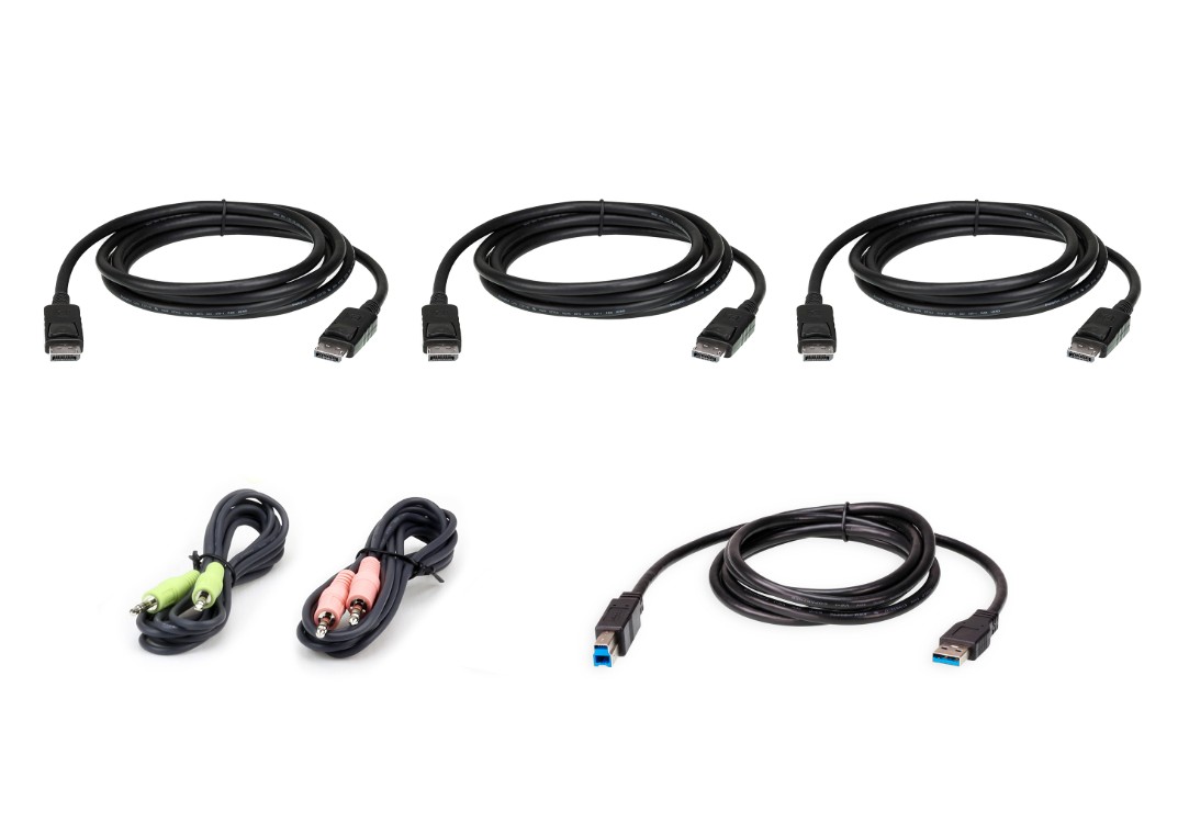 Aten CS1964 Cable Kit, includes 3 1.5m DisplayPort cables, 1.8m USB, audio input and output cables