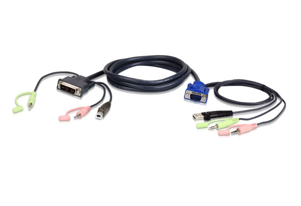 Aten 1.8m USB VGA to DVI-A KVM Cable with Audio