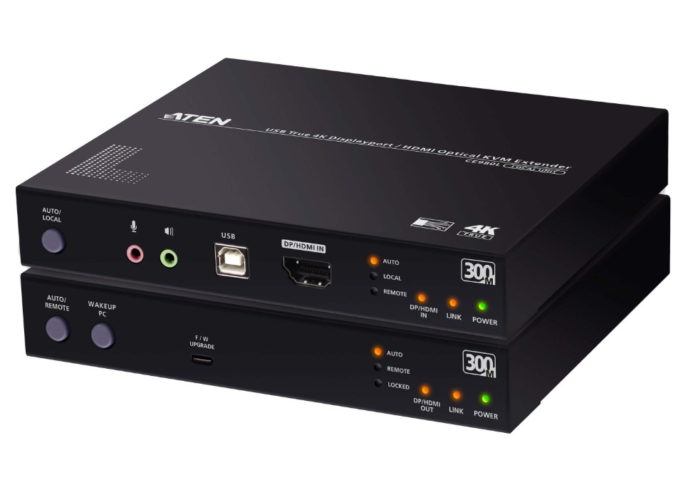 Aten USB True 4K DisplayPort/HDMI Optical KVM Extender (True 4K @ 300 m) CE980-AT-U