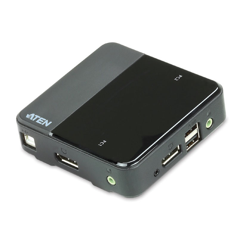 Aten 2 Port USB 2.0 DisplayPort 4K KVM Switch 4096 × 2160 @ 60 Hz, DP 1.2 2 DisplayPort Cables, 2 USB Cables Audio Cables