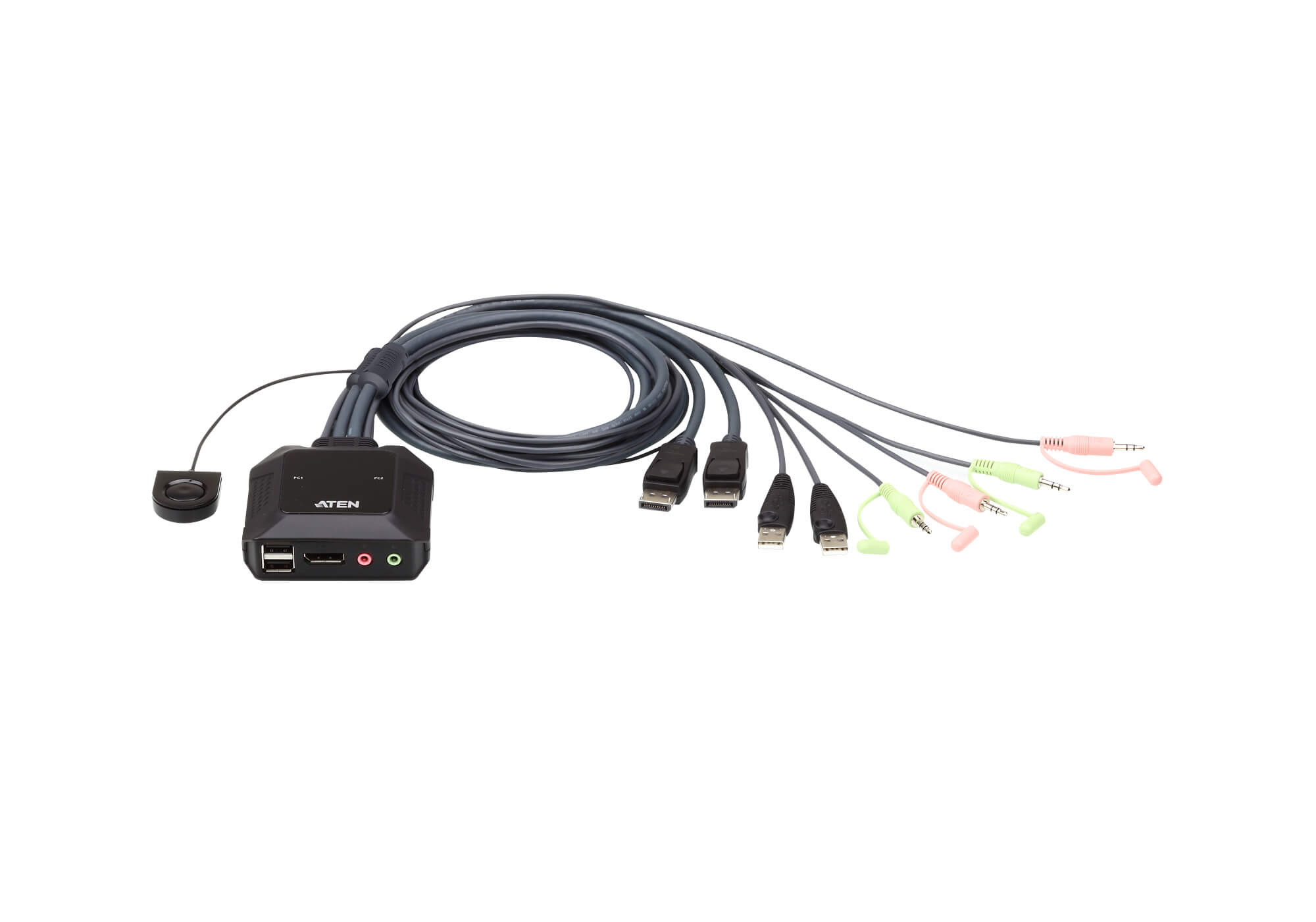 Aten 2 Port USB 2.0 DisplayPort Cable KVM Switch with Audio. Support 2560x1600@60Hz, DP 1.1. DP++