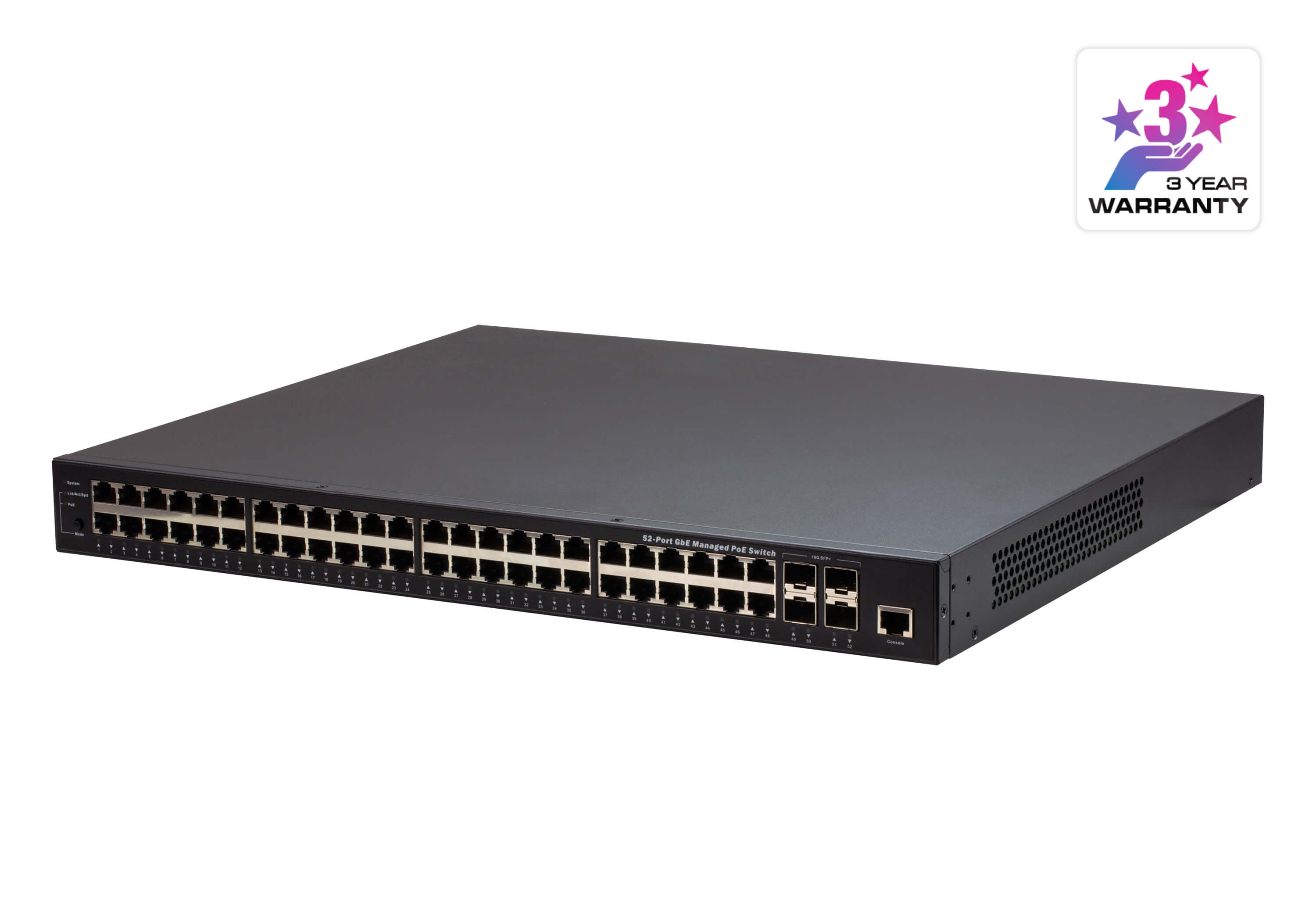 Aten Gigabit Ethernet Managed Switchwith PoE+ 740W, designed for use with the Aten KE/VE series of devices, 48 RJ-45 ports, IGMP v1/v2/v3 Snooping, IG