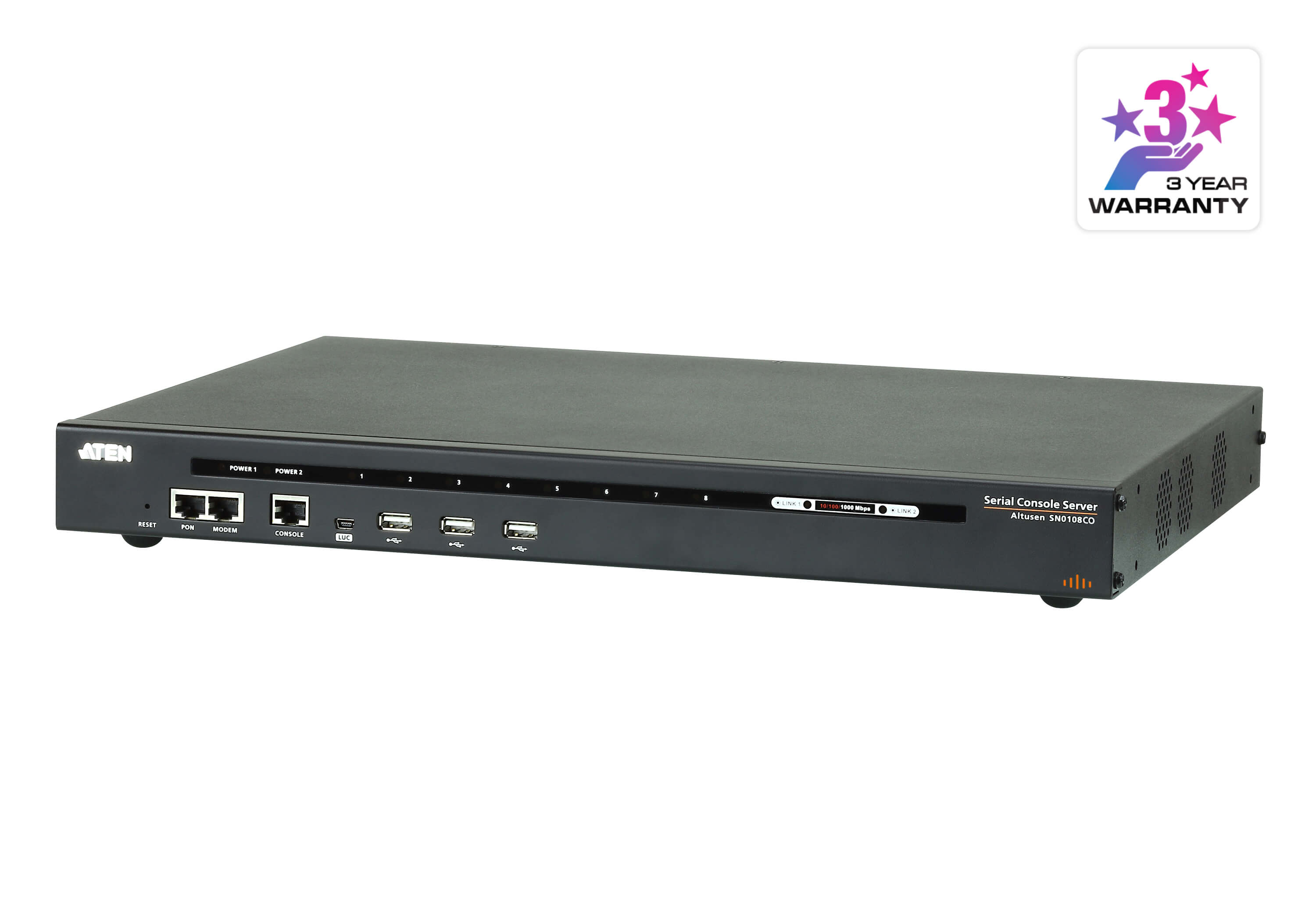 Aten 8 Port Serial Console Server over IP with dual AC Power, directly connect to Cisco switches without rollover cables, dual LAN Support