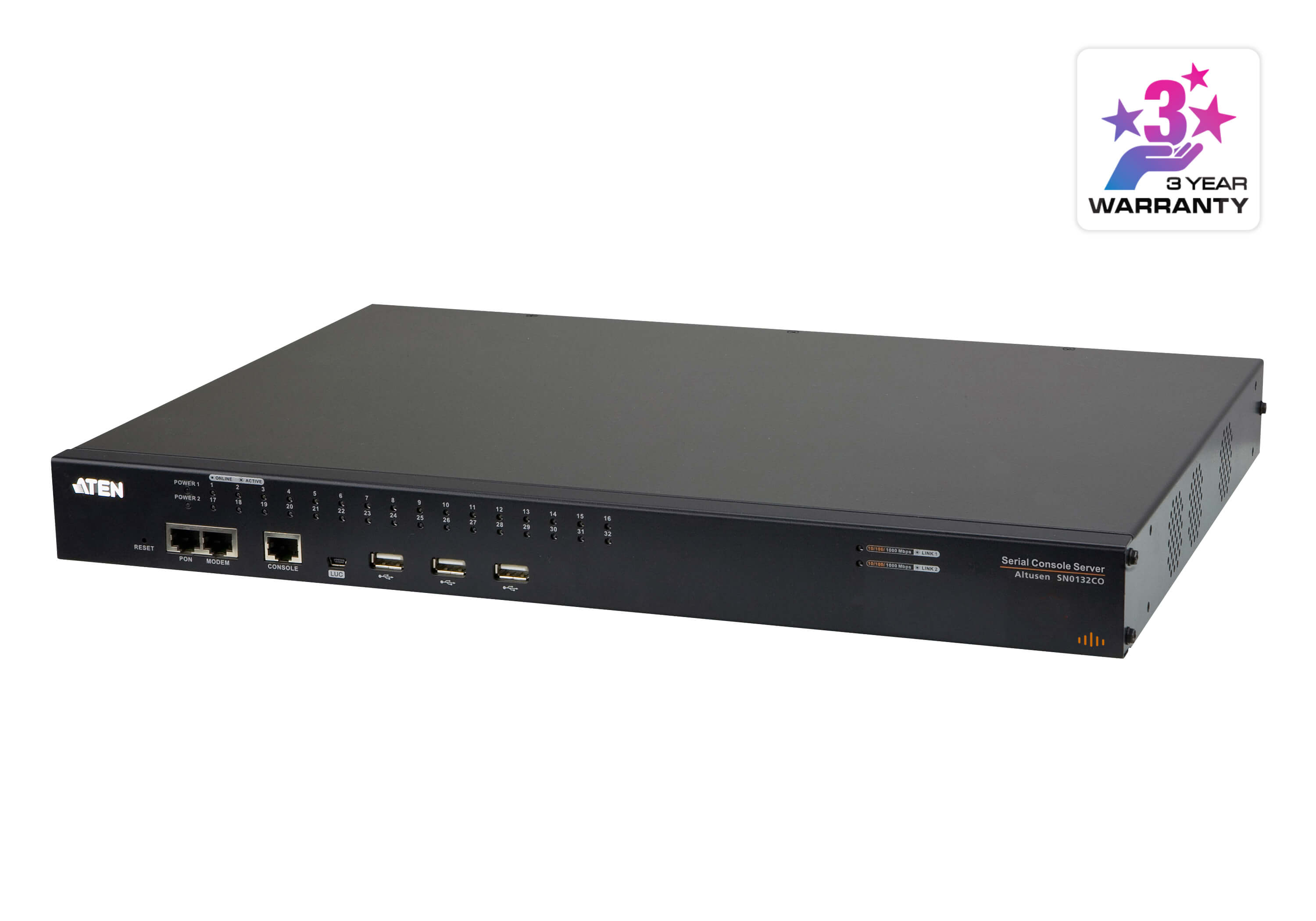 Aten 32 Port Serial Console Server over IP with dual AC Power, directly connect to Cisco switches without rollover cables, dual LAN Support