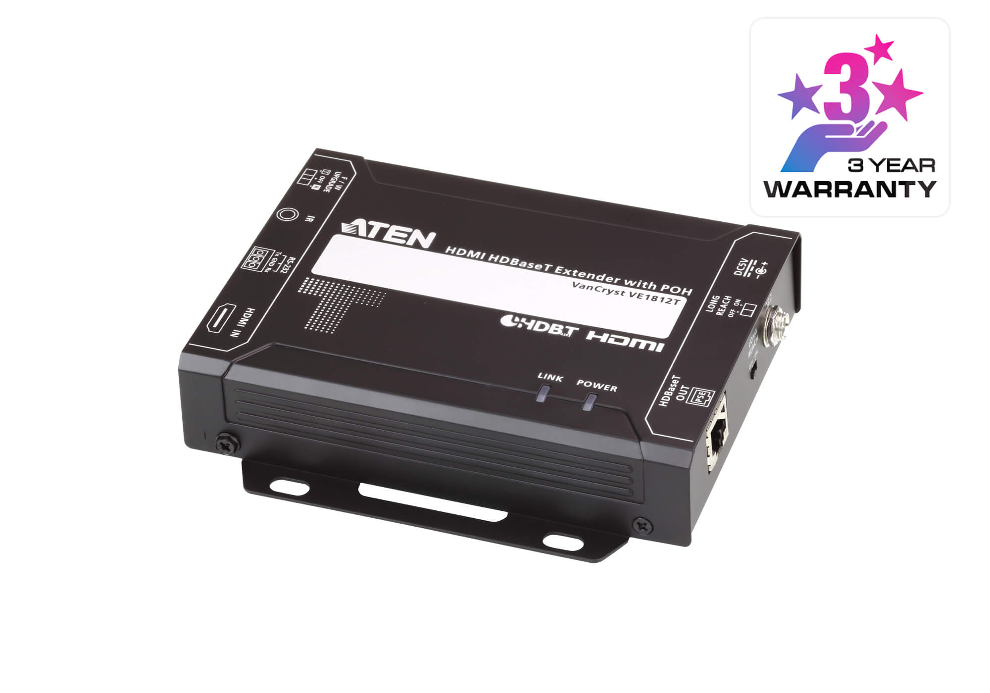 Aten HDMI HDBaseT Transmitter with POH, 1080p@150m with long reach mode, 4K@100m, bi-directional RS232 and IR channel VE1812T-AT-U