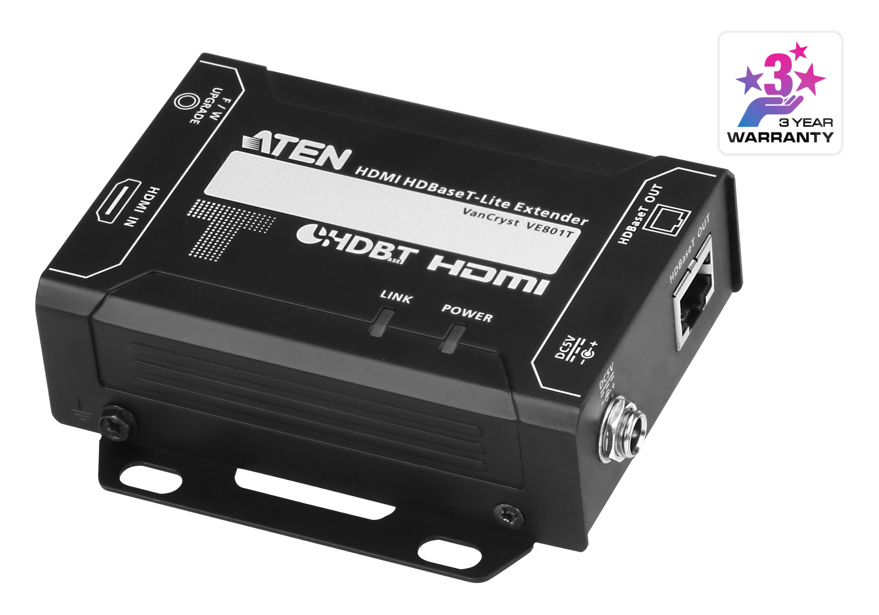 Aten HDMI HDBaseT-Lite Transmitter, supports 1080p @ 70m and 4096 x 2160 @ 30 HZ (4:4:4) @ 40m over Cat 6A VE801T-AT-U