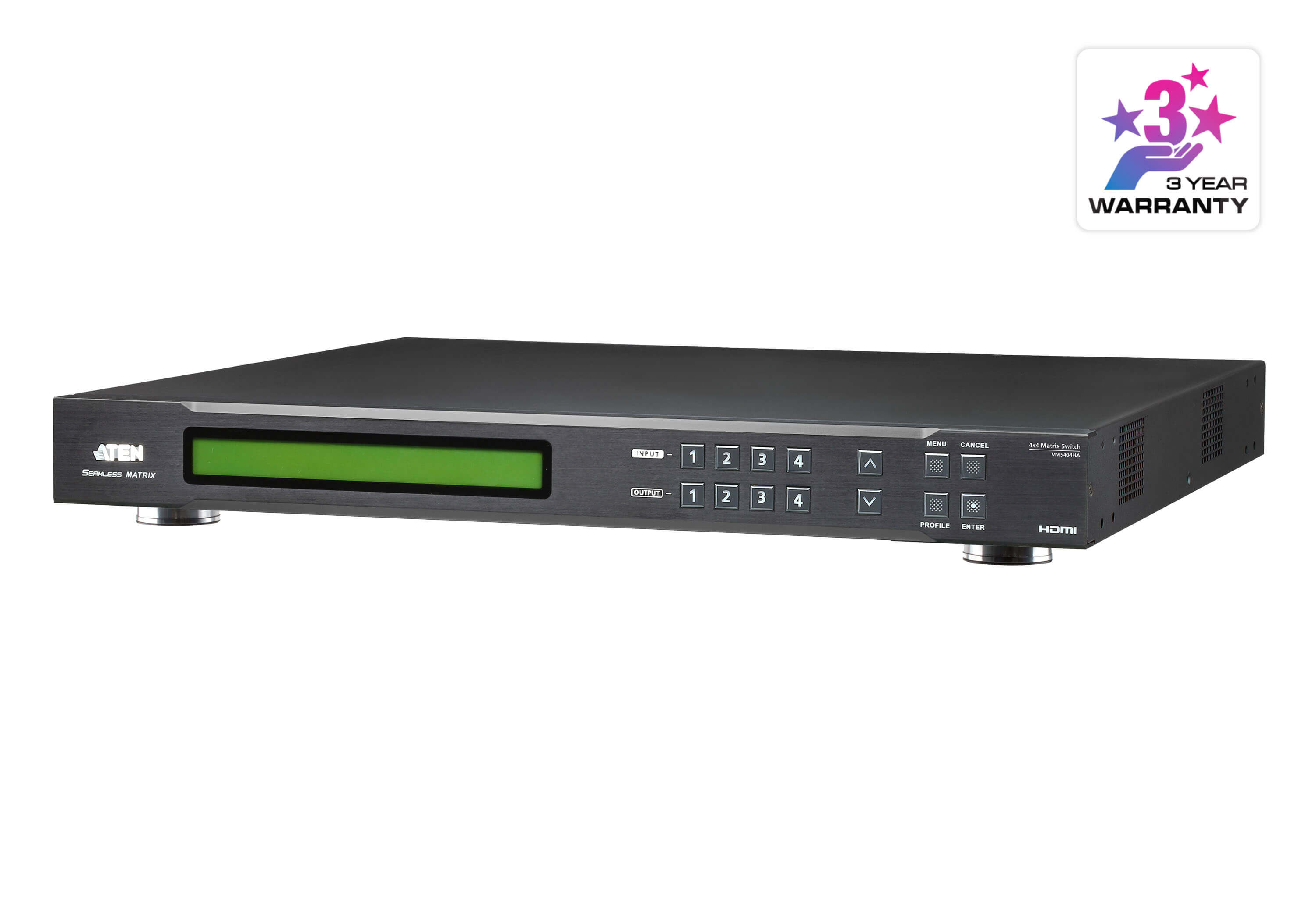 Aten 4 x 4 HDMI Matrix Switch with Scaler, Seamless Switching, FrameSync and Intuituve web GUI VM5404HA-AT-U