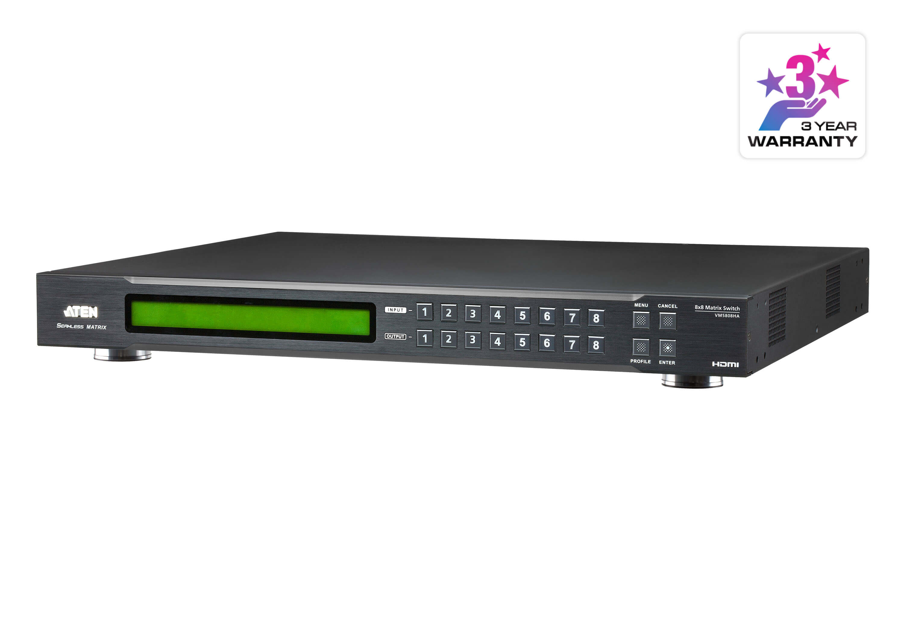 Aten 8 x 8 HDMI Matrix Switch with Scaler, Seamless Switching, FrameSync and Intuituve web GUI VM5808HA-AT-U