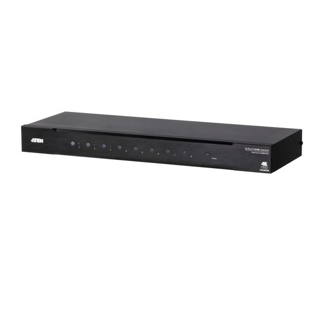 Aten VS0801HB 8-Port True 4K HDMI Switch, Supports HDR10+, Built-in bi-directional RS-232, Auto switching modes, Supports IR extension, Plug-and-play VS0801HB-AT-U