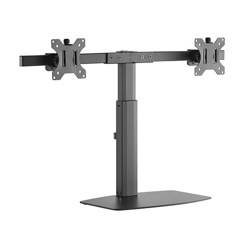 Brateck LDT22-T02 Commercial display Dual Free Standing Screen Pneumatic Vertical Lift Monitor Stand Fit Most 17‘-27’ Monitors Up to 6kg per screen VESA 75x75/100x100
