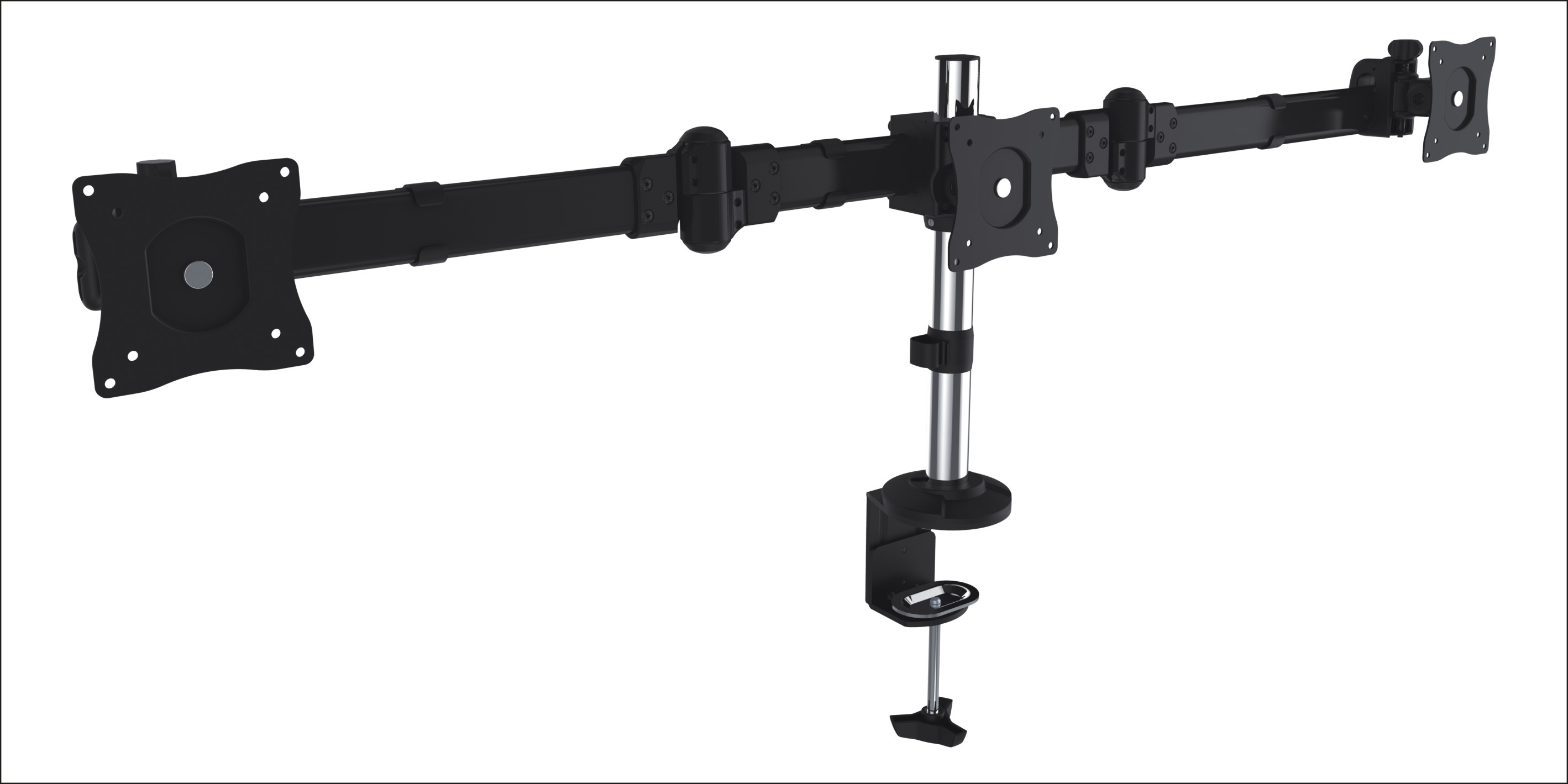 Brateck Triple Monitor Arm Mounts with Desk Clamp VESA 75/100mm Up to 27' Monitors Up to 8kg per screen
