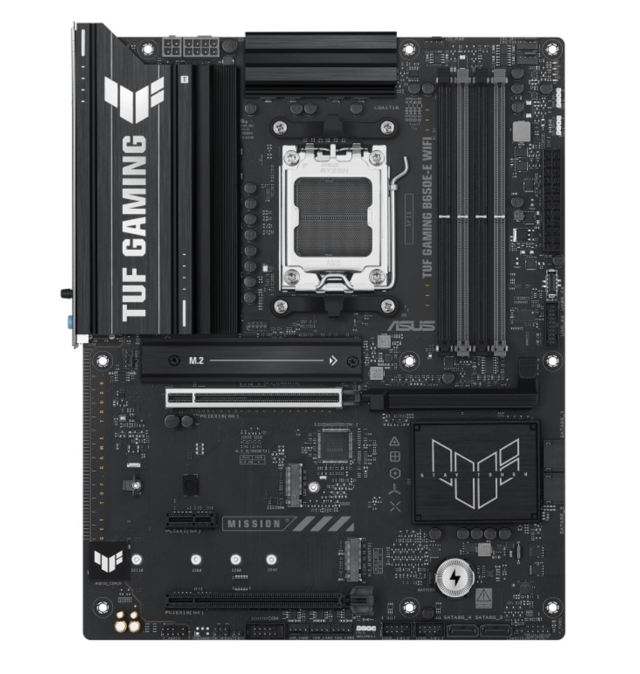ASUS AMD B650E TUF GAMING B650E-E WIFI (AM5) ATX Motherboard, DDR5(4x), 8+2+1 Power Stages, PCIe 5.0, 3x M.2, Front 10Gbps USB-C, 2.5Gb LAN, Wi-Fi 6E