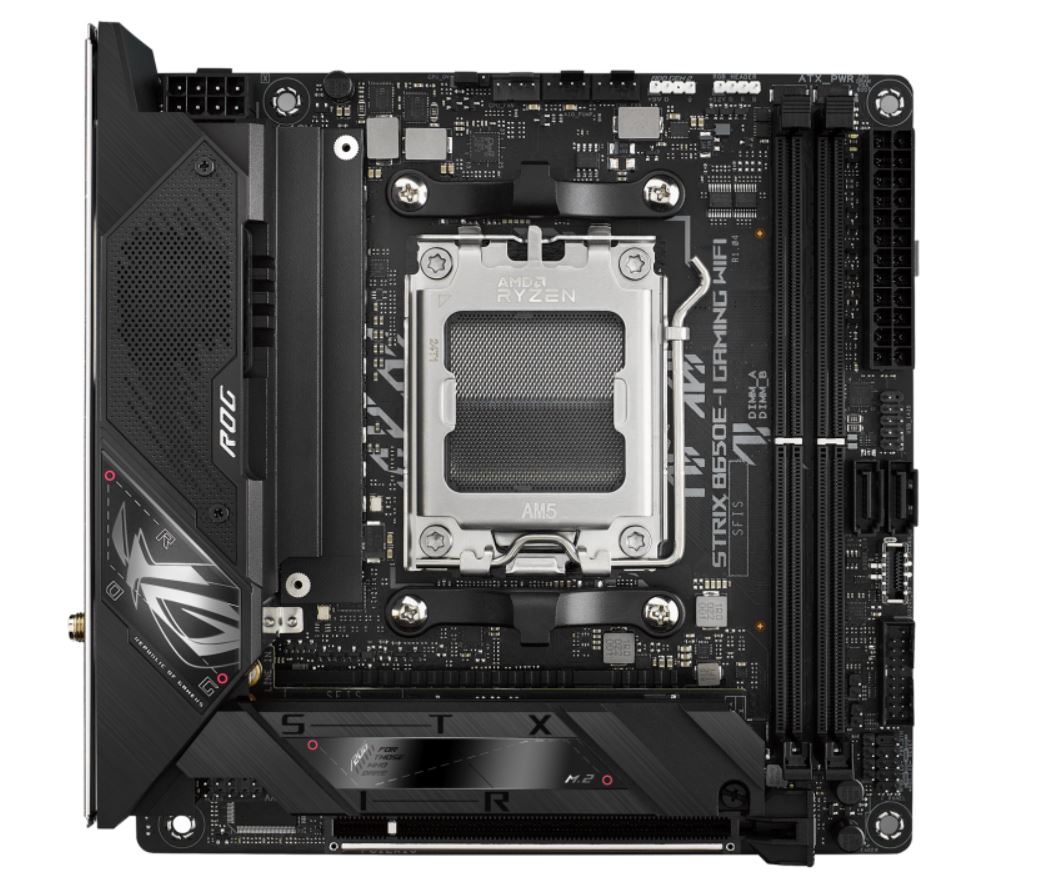 ASUS AMD B650E ROG STRIX B650E-I GAMING WIFI (AM5) Mini-ITX Motherboard, DDR5(2x), 10+2+1 Power Stages, PCIe 5.0 GPU/M.2, USB-C, 2.5Gb LAN, Wi-Fi 6E