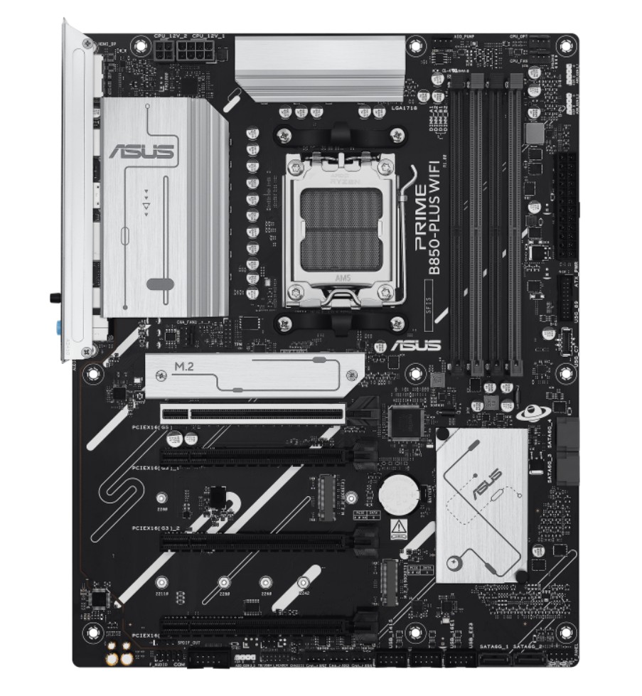 ASUS AMD B850 PRIME B850-PLUS WIFI-CSM (AM5) ATX Motherboard, DDR5, Max 256GB, 1 x PCIe 5.0 x16 slot, 4 x SATA