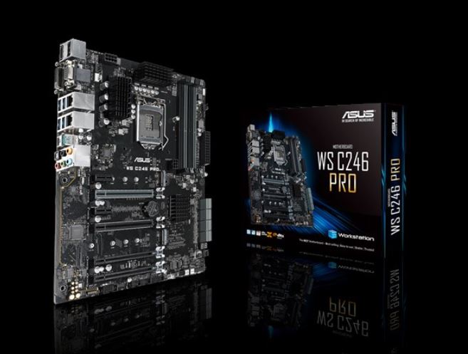 ASUS WS C246 PRO WS MB Intel LGA1151, E-2200 Xeon,  ATX Motherboard, 4x PCIE 3.0 x16 Slots, Dual M.2, USB 3.1 Gen 2