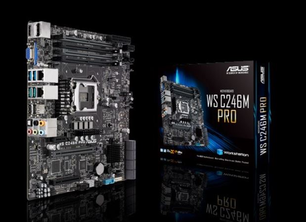 ASUS WS C246M PRO WS MB LGA1151,  E-2200 Xeon, micro-ATX motherboard with M.2, USB 3.1 Gen2 connectors and dual Gigabit LAN