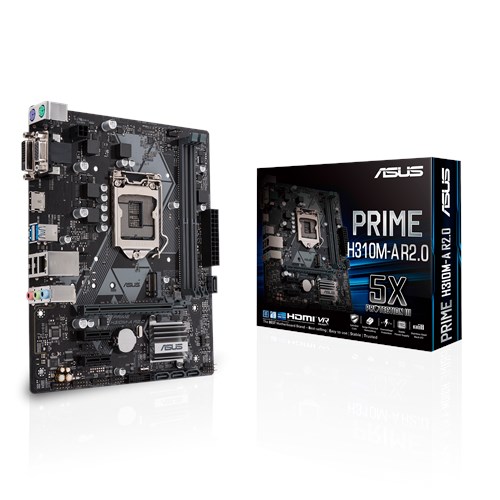 Asus PRIME H310M-A R2.0 Intel LGA-1151 mATX motherboard, DDR4 2666MHz, SATA 6Gbps and USB 3.1 Gen 1 HDMI/DVI-D/D-Sub, M.2 Support