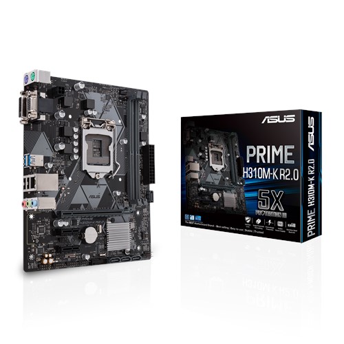 ASUS PRIME H310M-K R2.0 Intel LGA-1151 mATX motherboard, DDR4 2666MHz, SATA 6Gbps and USB 3.1 Gen 1 DVI-D/D-Sub