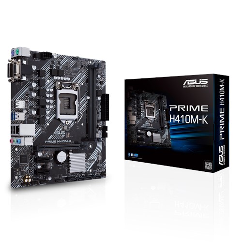 ASUS PRIME H410M-K mATX Motherboard 10th Gen LGA1200 DDR4 2933MHz DVI D-Sub 2xPCIe 4xSATA