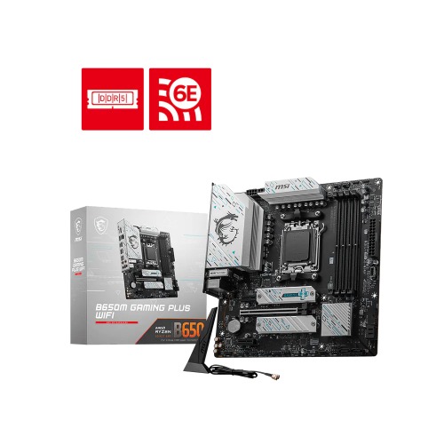 MSI B650M GAMING PLUS WIF AMD AM5 mATX Motherboard, 4x DDR5, 1x PCI-E x16, 2x PCI-E x1, 2x M.2, 4x SATA,  2x USB 3.2,  4x USB 2.0, 1xUSB Type C