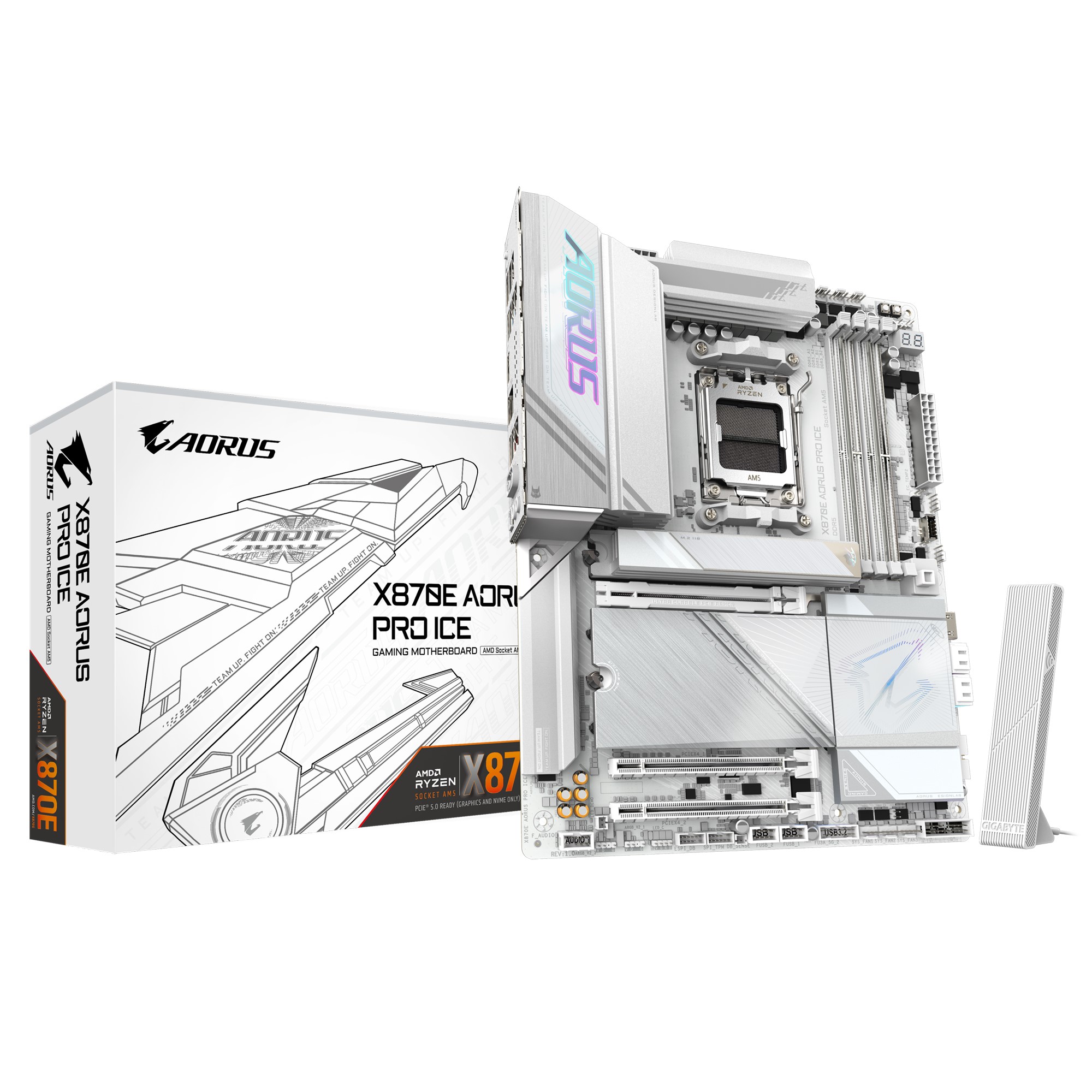 (LS) Gigabyte X870E AORUS PRO ICE AMD AM5 ATX Motherboard 4x DDR5~256GB,3x PCIe x16, 4x M.2, 4x SATA 6,7x USB 3.2, 2x USB2.0, 2x USB-C,