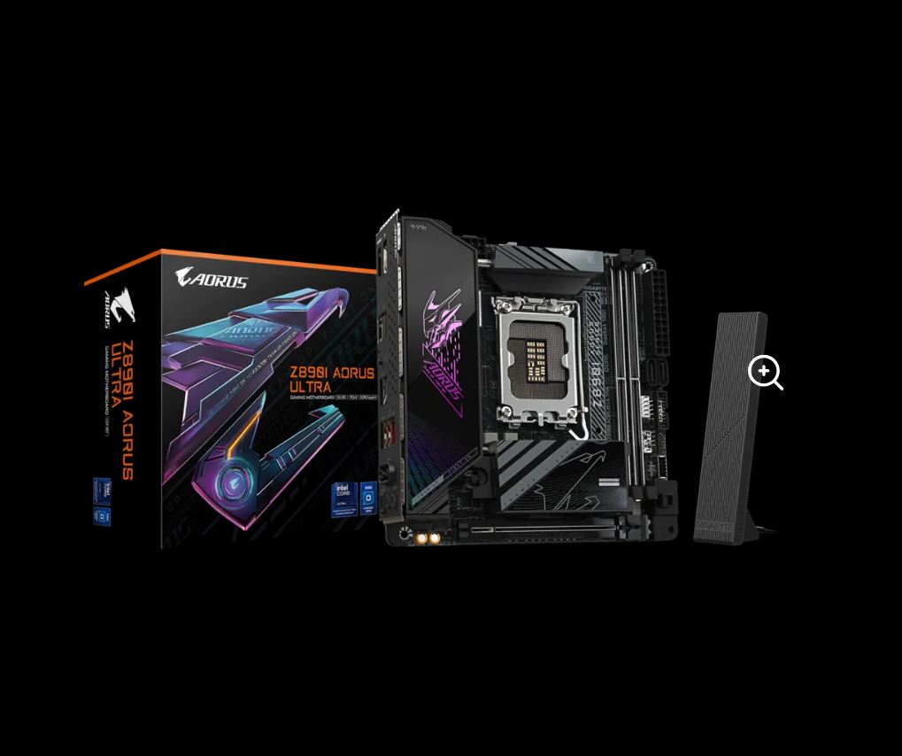 Gigabyte Commercial display Z890I AORUS ULTRA Intel LGA 1851 m-ITX Motherboard, 2x DDR5 ~128GB, 1x PCI-E x16, 2x M.2, 2x SATA, 5x USB 3.2, 1x USB-C