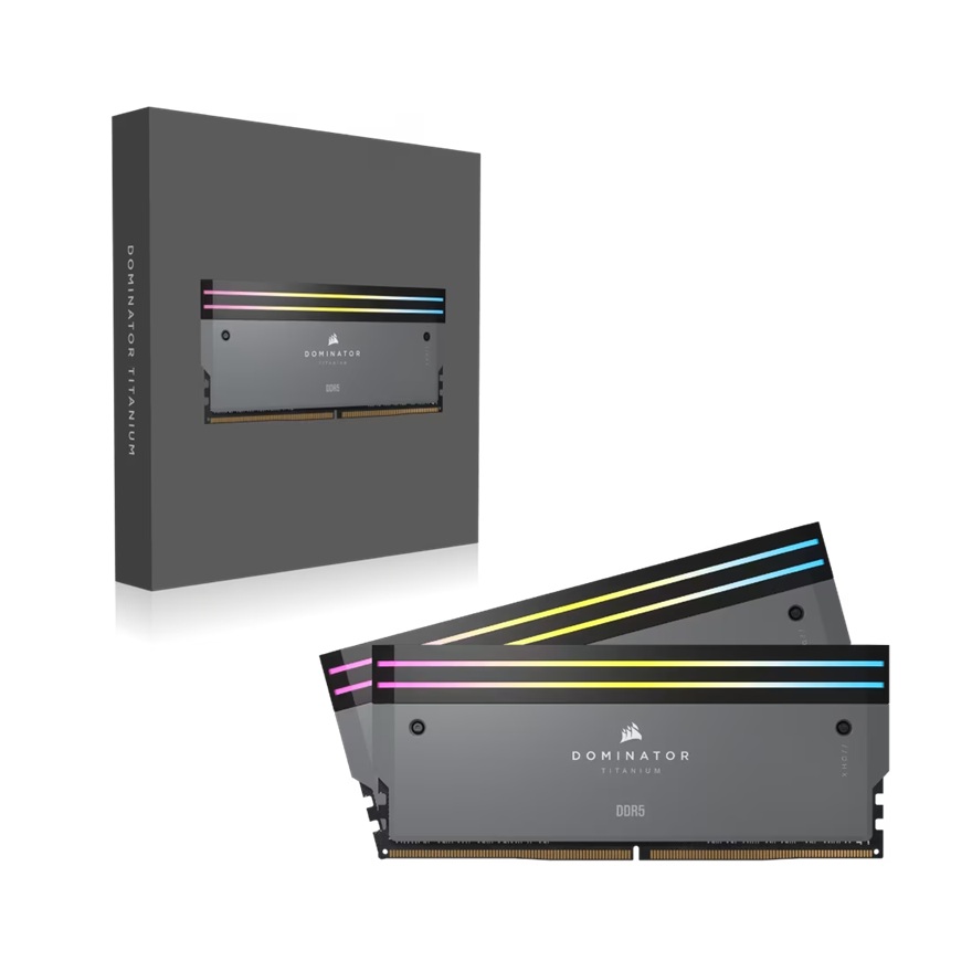 Corsair CMP64GX5M2B6000Z30 Computer system DOMINATOR® TITANIUM RGB 64GB (2x32GB) DDR5 DRAM 6000MT/s CL30 AMD EXPO & Intel XMP Memory Kit — Grey