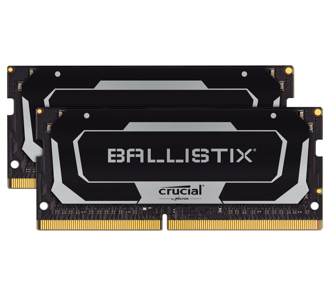 Crucial Ballistix 64GB (2x32GB) DDR4 SODIMM 3200MHz CL16 Black Aluminum Heat Spreader Intel XMP2.0 AMD Ryzen Notebook Gaming Memory