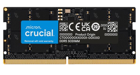 Micron (Crucial) Crucial 16GB (1x16GB) DDR5 SODIMM 5600MHz CL46 Notebook Laptop Memory Tray Version ~CT16G48C40S5 CT16G56C46S5T:H