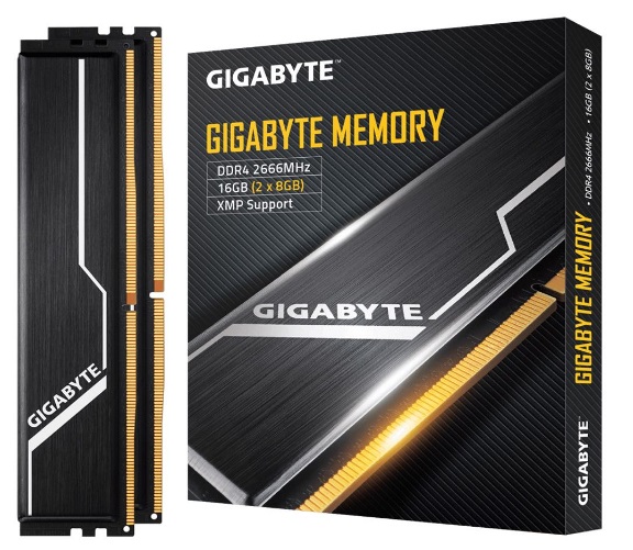 Gigabyte Gaming Memory 16GB (2x8GB) DDR4 2666MHz C16 1.2V 16-16-16-35 XMP 2.0 Dual Channel Kit Aluminum Black Heatsinks PC Desktop RAM