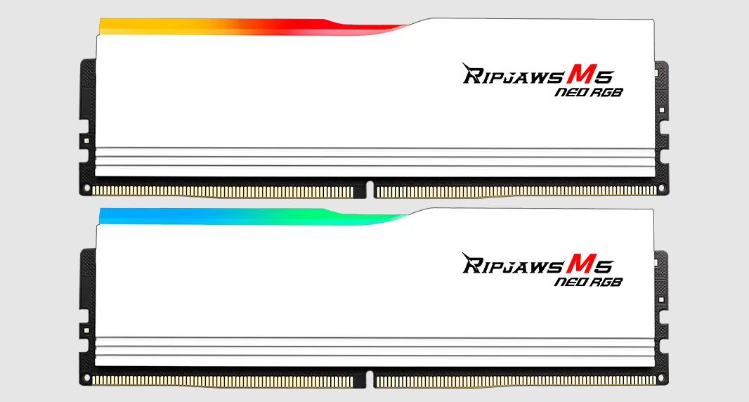 G.SKILL Computer system F5-6000J3648D16GX2-RM5NRW 32GB (2 x 16GB)/ DDR5 6000 MT/s/ Timings 36-48-48-96/ Voltage 1.25 V/ EXPO/ Ripjaws M5 Neo
