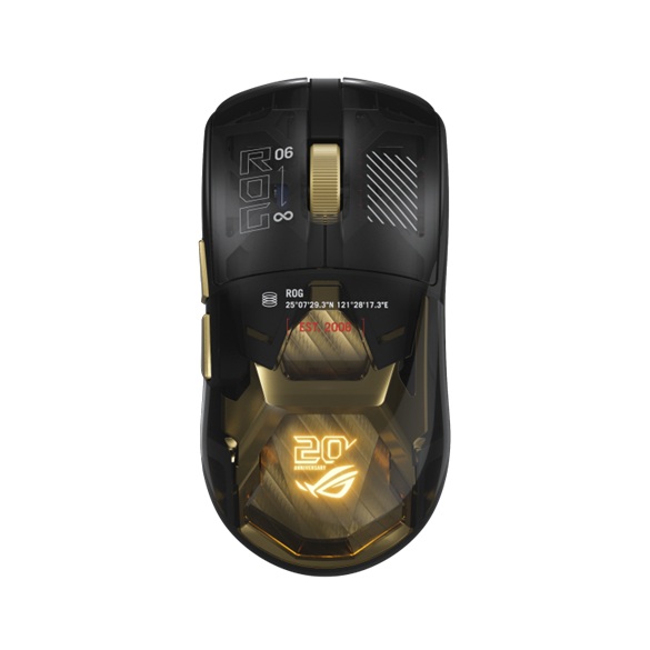ASUS Commercial display ROG Harpe II Extreme Edition 20, Wireless Gaming Mouse,ROG 100M Optical Switch, Tri-Mode (USB/RF 2.4GHz/BT 6.0), 8000Hz polling, Aura Sync