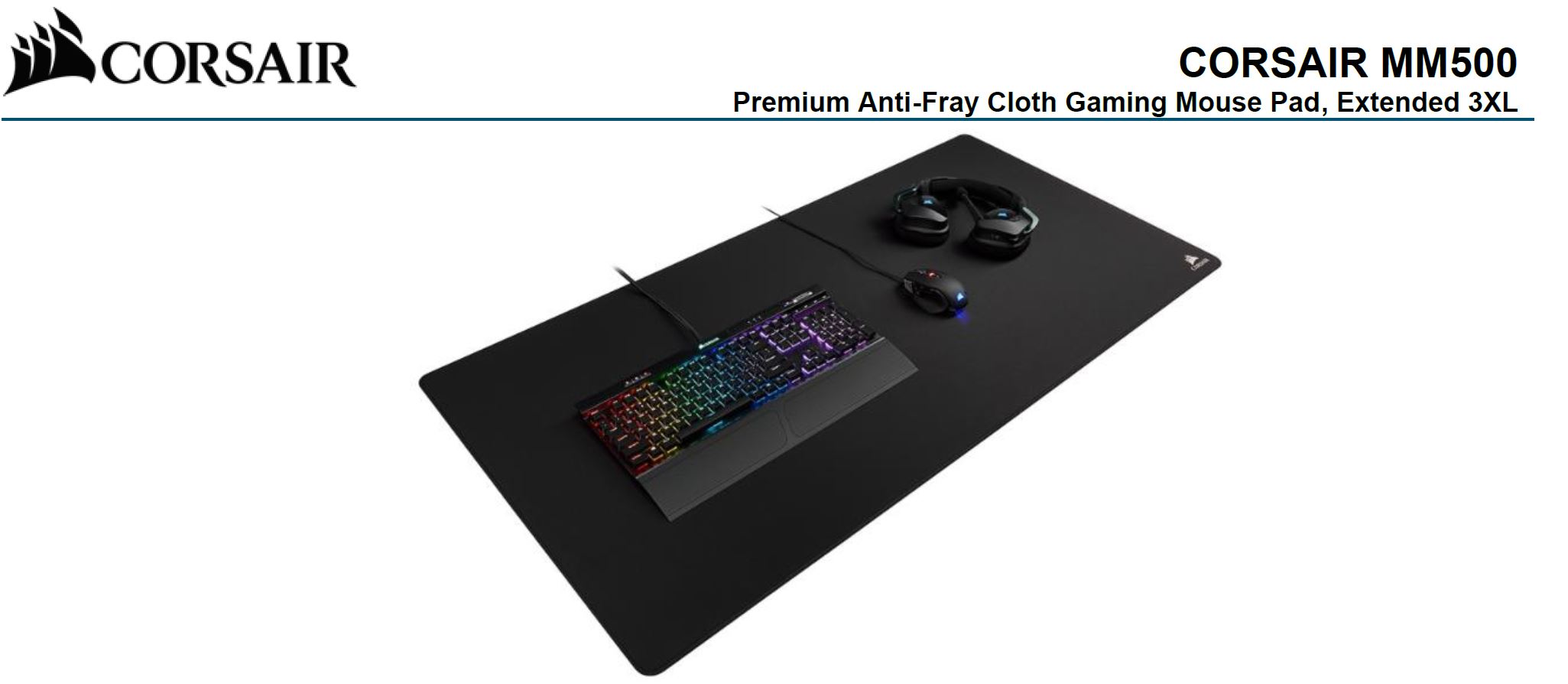 Corsair MM500 EXTENDED 3XL Anti-Fray and Comfort Gaming, 1220mm x 610mm x 3mm GAMING MOUSE MAT