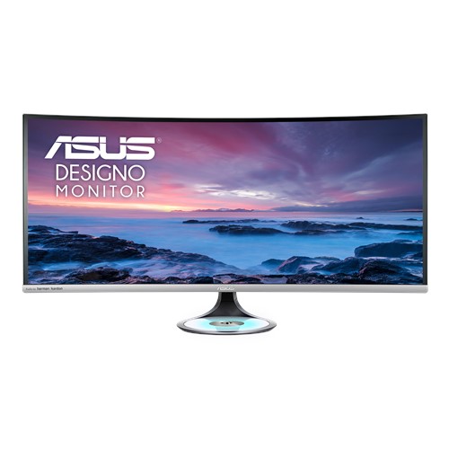 ASUS MX38VC 37.5' Ultra-wide Curved Monitor UWQHD, 2300R Curvature, Frameless, Qi Wireless Charger, Bluetooth, Flicker Free, Blue Light Filter
