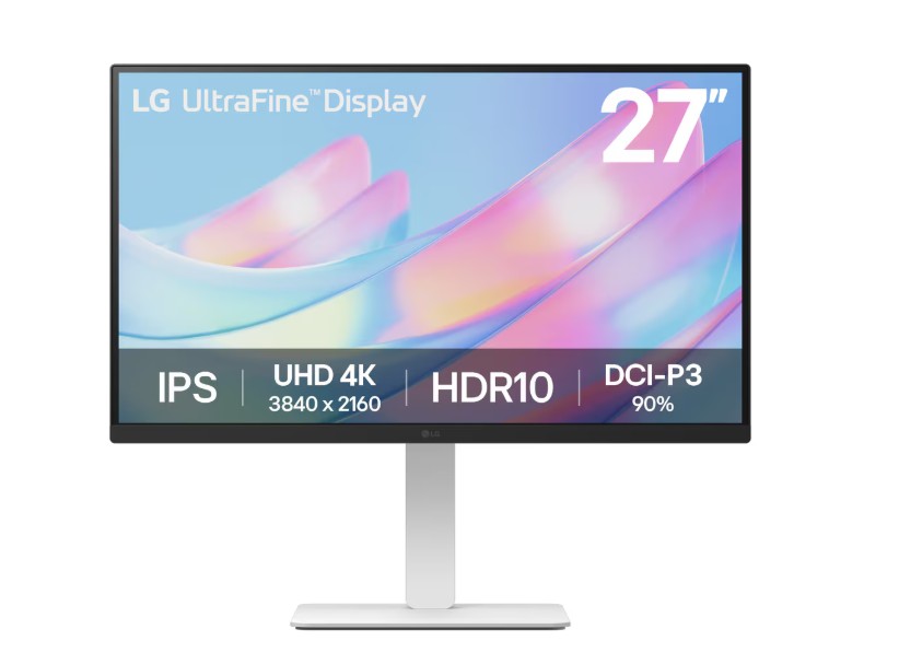 LG 27' UHD 4k 3840×2160 (16:9) IPS display HDR10, Height Adjustable, 3 side Borderless, LG Switch, Office and Professional White Monitor