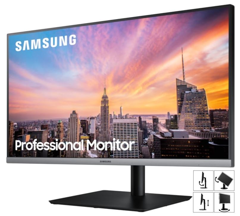 Samsung 27' IPS FreeSync Monitor FHD 1920x1080 16:9 5ms 75Hz HDMI DP D-Sub Height Adjust Tilt Swivel Pivot VESA LS27R650