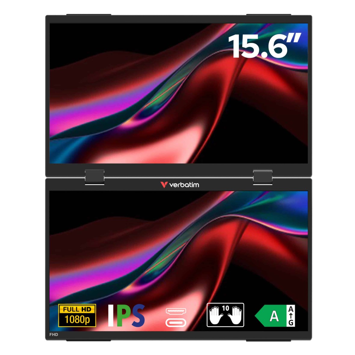 Verbatim 32408 Commercial display 15.6' USB-C Full HD 1080p Dual Portable Monitor, HDMI, IPS