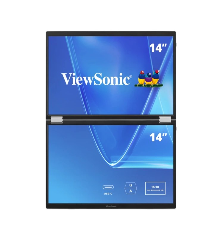 ViewSonic Ink Cartridge 14' Dual Screen WUXGA Portable Monitor with USB-C and Protective Sleeve | VG1457