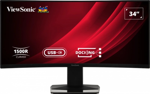 ViewSonic VG3419C-2 Computer system 34' Curved Docking Monitor with KVM Switch – 3440×1440 VA, 1500R, 120Hz, HDR10, USB-C 65W, DP, HDMI, RJ45, 3x USB-A, KVM, sRGB 121%