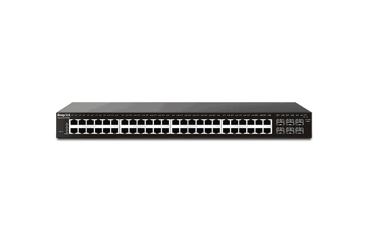 Draytek VigorSP2500 44-port L2 Switch 4 Combo Gigabit SFP/RJ-45 ports, 2SFP Slot,405watt POE 802.1q tag-based VLAN, QoS, IPv4/IPv6 management