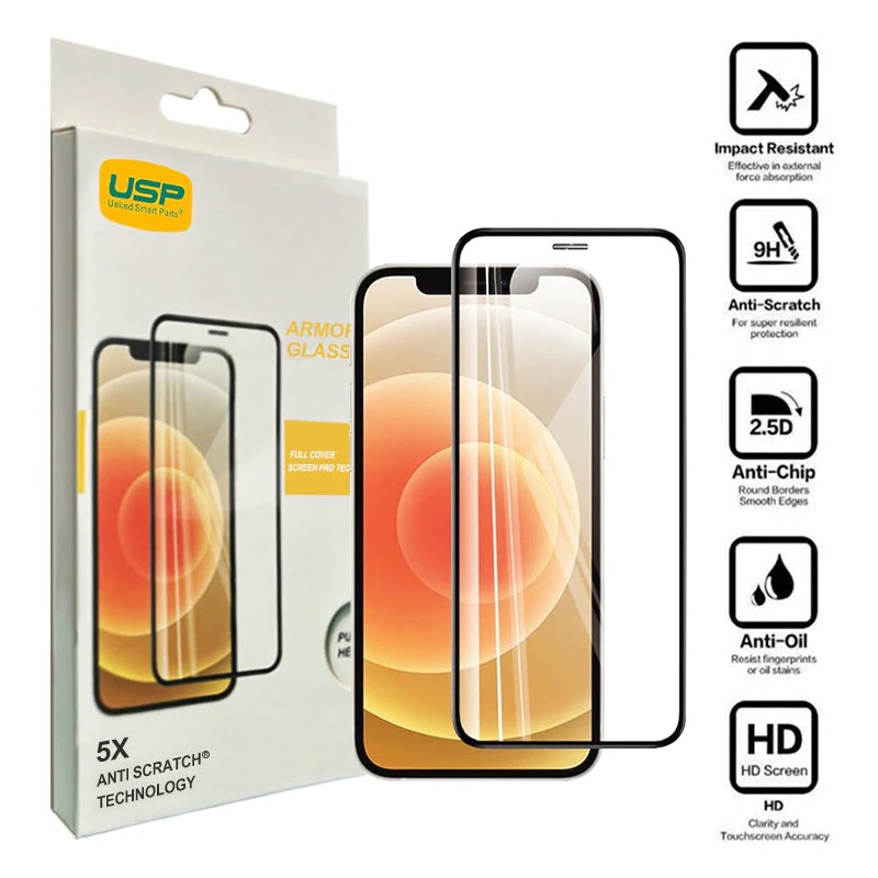 USP Commercial display Apple iPhone 15 Pro Max (6.7') Armor Glass Full Cover Screen Protector - Impact-Resistant, Smooth Edges,5 Years Warranty 6976552040938