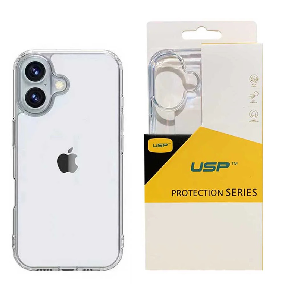 USP MPA-6976552042147 Business Phone Apple iPhone 16 (6.1') Clear Rock Shockproof Case - Ultra-thin, Lightweight, Non-slip, Crystal Clear,Strong & Durable, 5 Years Warranty